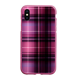 Чехол iPhone XS Max матовый Фиолетовая шотландская клетка, цвет: 3D-малиновый