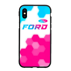 Чехол iPhone XS Max матовый Ford neon gradient style посередине