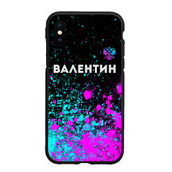Чехол iPhone XS Max матовый Валентин и неоновый герб России посередине, цвет: 3D-черный