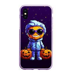 Чехол iPhone XS Max матовый Happy pumpkin, цвет: 3D-сиреневый