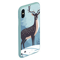 Чехол iPhone XS Max матовый Зимняя сказка олень в лесу, цвет: 3D-мятный — фото 2