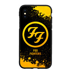 Чехол iPhone XS Max матовый Foo Fighters - gold gradient, цвет: 3D-черный