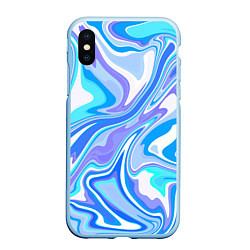 Чехол iPhone XS Max матовый Абстракция сине-голубая пластика, цвет: 3D-голубой