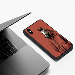 Чехол iPhone XS Max матовый Конь в красном пальто, цвет: 3D-черный — фото 2