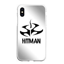 Чехол iPhone XS Max матовый Hitman glitch на светлом фоне, цвет: 3D-белый