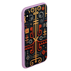 Чехол iPhone XS Max матовый Абстрактный паттерн в славянском стиле на тёмном ф, цвет: 3D-сиреневый — фото 2