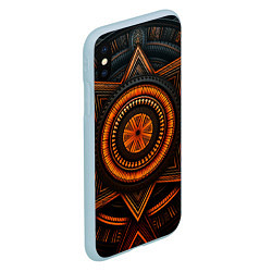 Чехол iPhone XS Max матовый Орнамент в африканском стиле на тёмном фоне, цвет: 3D-голубой — фото 2