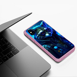 Чехол iPhone XS Max матовый Енот киберпанк от ai, цвет: 3D-розовый — фото 2
