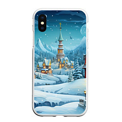 Чехол iPhone XS Max матовый Новый год в городе, цвет: 3D-белый