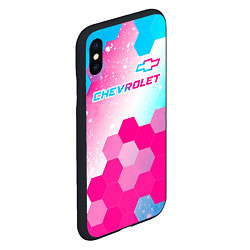 Чехол iPhone XS Max матовый Chevrolet neon gradient style посередине, цвет: 3D-черный — фото 2