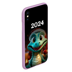 Чехол iPhone XS Max матовый Дракон символ года 2024, цвет: 3D-сиреневый — фото 2