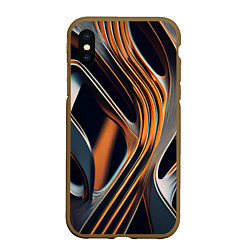 Чехол iPhone XS Max матовый Слияние красок оранжевого и чёрного абстракция, цвет: 3D-коричневый