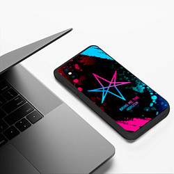 Чехол iPhone XS Max матовый Bring Me the Horizon - neon gradient, цвет: 3D-черный — фото 2