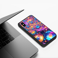 Чехол iPhone XS Max матовый Разноцветная декоративная абстракция, цвет: 3D-черный — фото 2