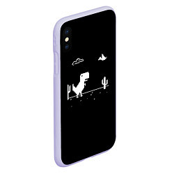 Чехол iPhone XS Max матовый Динозавр гугл хром Dino, цвет: 3D-светло-сиреневый — фото 2