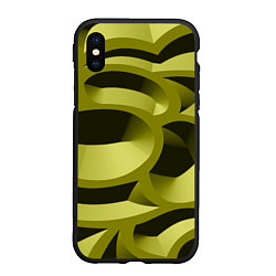 Чехол iPhone XS Max матовый Камуфляжные овалы и сеть, цвет: 3D-черный