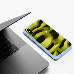 Чехол iPhone XS Max матовый Камуфляжные овалы и сеть, цвет: 3D-голубой — фото 2
