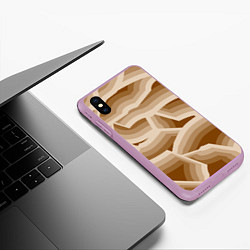 Чехол iPhone XS Max матовый Кофейные линии, цвет: 3D-сиреневый — фото 2