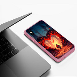 Чехол iPhone XS Max матовый Сердце в сердце на закате, цвет: 3D-малиновый — фото 2