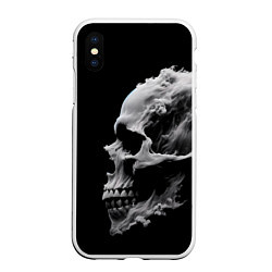 Чехол iPhone XS Max матовый Дымный череп, цвет: 3D-белый