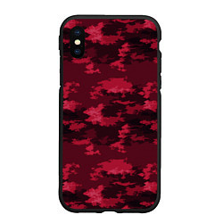 Чехол iPhone XS Max матовый Красно-бордовый паттерн, цвет: 3D-черный