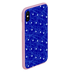 Чехол iPhone XS Max матовый Звездопад на синем, цвет: 3D-розовый — фото 2