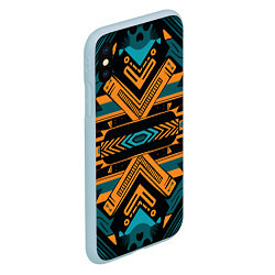 Чехол iPhone XS Max матовый Геометрический узор в стиле ацтеков, цвет: 3D-голубой — фото 2