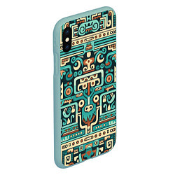 Чехол iPhone XS Max матовый Абстрактный паттерн в ацтекском стиле, цвет: 3D-мятный — фото 2