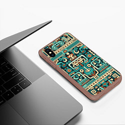 Чехол iPhone XS Max матовый Абстрактный паттерн в ацтекском стиле, цвет: 3D-коричневый — фото 2