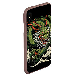 Чехол iPhone XS Max матовый Символ года зеленый дракон, цвет: 3D-коричневый — фото 2
