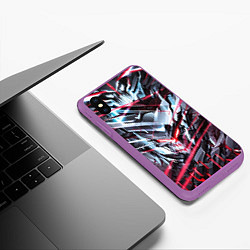 Чехол iPhone XS Max матовый Киберпанк адский скелет красный, цвет: 3D-фиолетовый — фото 2