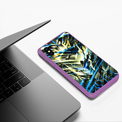 Чехол iPhone XS Max матовый Киберпанк адский скелет синий, цвет: 3D-фиолетовый — фото 2