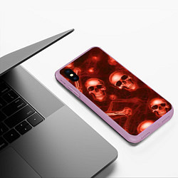 Чехол iPhone XS Max матовый Красные черепа и кости, цвет: 3D-сиреневый — фото 2