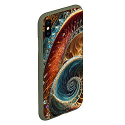 Чехол iPhone XS Max матовый Текстура спираль из кристалов, цвет: 3D-темно-зеленый — фото 2