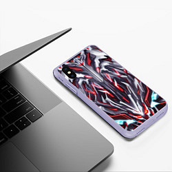 Чехол iPhone XS Max матовый Красная киберпанк броня, цвет: 3D-светло-сиреневый — фото 2