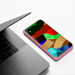 Чехол iPhone XS Max матовый Пластиковые чешуйки, цвет: 3D-малиновый — фото 2