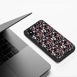 Чехол iPhone XS Max матовый Текстура бело-бордовый пёстрая, цвет: 3D-черный — фото 2