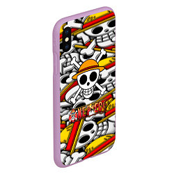 Чехол iPhone XS Max матовый One Piece logo pattern pirat, цвет: 3D-сиреневый — фото 2