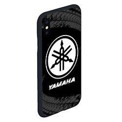 Чехол iPhone XS Max матовый Yamaha speed на темном фоне со следами шин, цвет: 3D-черный — фото 2