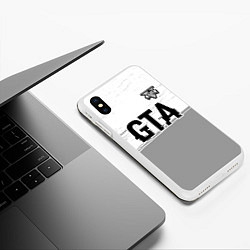 Чехол iPhone XS Max матовый GTA glitch на светлом фоне посередине, цвет: 3D-белый — фото 2