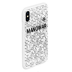 Чехол iPhone XS Max матовый Manowar glitch на светлом фоне посередине, цвет: 3D-белый — фото 2