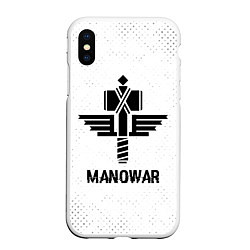 Чехол iPhone XS Max матовый Manowar glitch на светлом фоне, цвет: 3D-белый