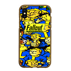 Чехол iPhone XS Max матовый Fallout logo game, цвет: 3D-коричневый