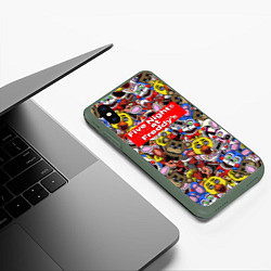 Чехол iPhone XS Max матовый Five Nights at Freddys все персонажы хоррора, цвет: 3D-темно-зеленый — фото 2