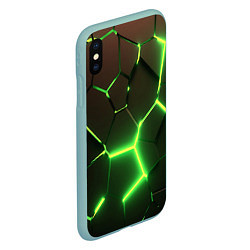 Чехол iPhone XS Max матовый Зелёные плиты разломы атомные, цвет: 3D-мятный — фото 2