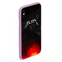 Чехол iPhone XS Max матовый Алина в стиле Металлики - искры и огонь, цвет: 3D-сиреневый — фото 2