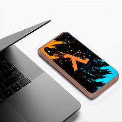 Чехол iPhone XS Max матовый Half Life logo краски, цвет: 3D-коричневый — фото 2