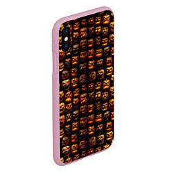 Чехол iPhone XS Max матовый Тыквы страшные зубастые, цвет: 3D-розовый — фото 2