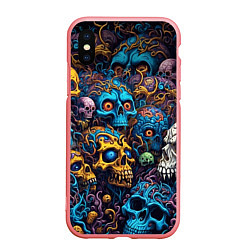 Чехол iPhone XS Max матовый Psy skulls, цвет: 3D-баблгам