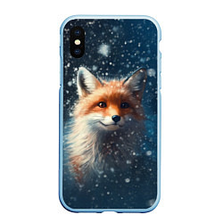 Чехол iPhone XS Max матовый Fox in the snow, цвет: 3D-голубой